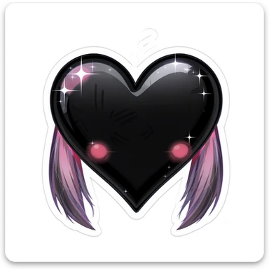 goth heart emoji, cute and shiny, no background sticker