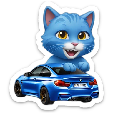 Smurf cat dans une BMW m4 gts bleu nuit sticker