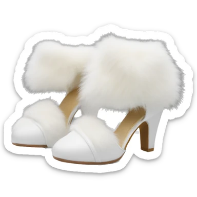 white faux top fur heels sticker