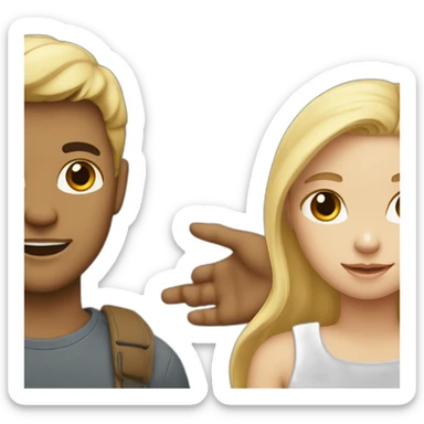 Two lovers A blonde girl and a brown boy  sticker