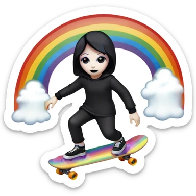 ghost goth skate boarding under a rainbow  sticker