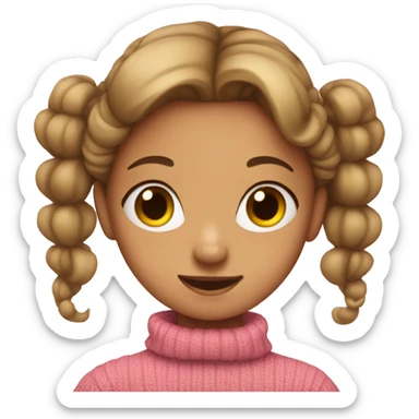 Girl wearing a bow on her hair and a pink sweater sticker