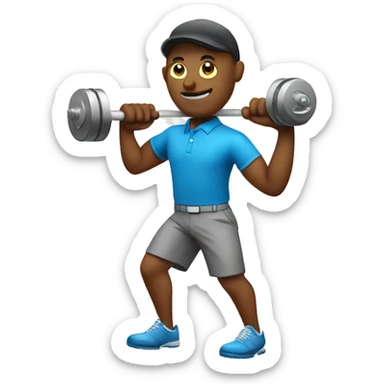 A golfer holding a dumbbell sticker