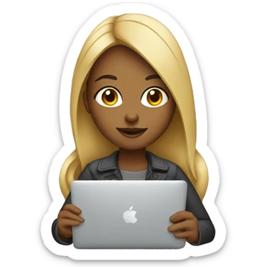 a female graphic designer working with a macbook sticker