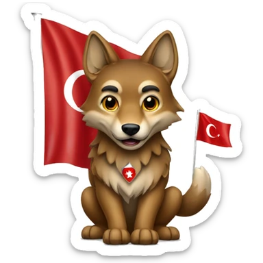 A red wolf waves the Turkish flag sticker