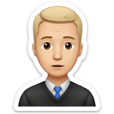 a man teacher, head is tilted, with an aching logo beside the neck sticker