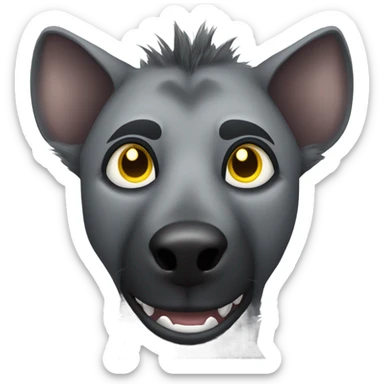 Gray male hyena with yellow eyes with large eyebrows  sticker