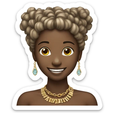 smiling girl with jewelry sticker
