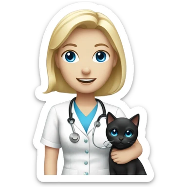 blonde nurse blue eyes with a black cat sticker