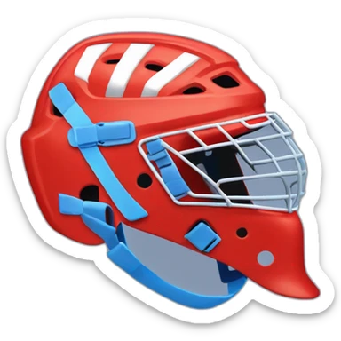 hockey goalkeeper's helmet painted red and blue side view sticker