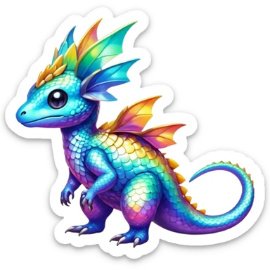 Exotic tropical shiny rare colorful epic cute Fakémon-creature, full body, with random markings sticker