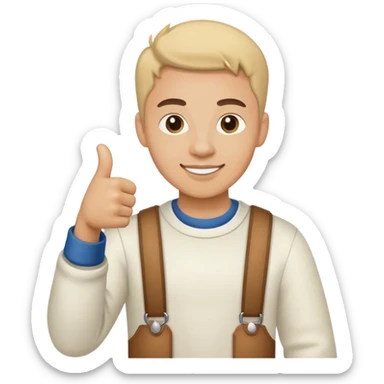 Marc Doing Arts and crafts with thumbs up  sticker