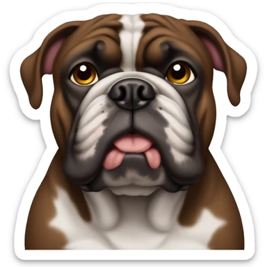 dark brown bulldog without white sticker