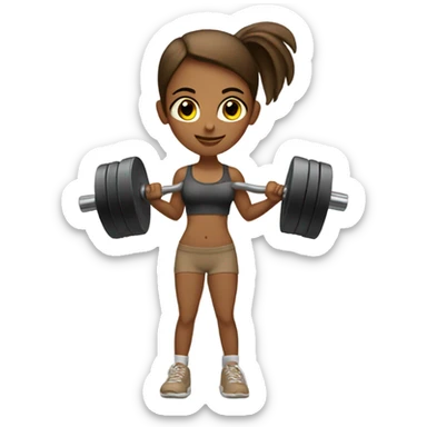 Tan girl weightlifting sticker
