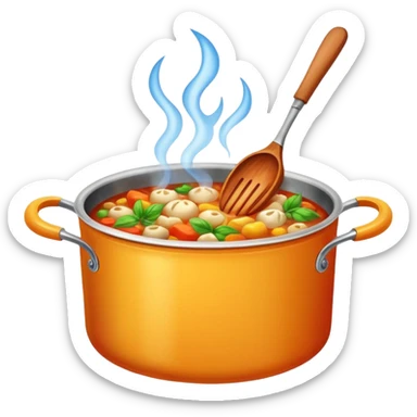 Cooking food in pot  sticker
