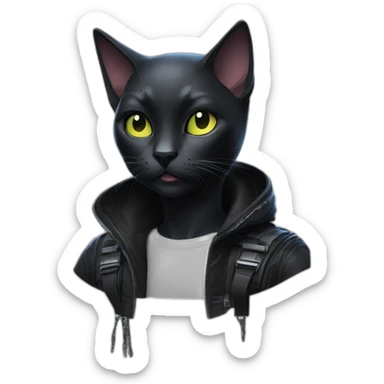 Black catana cyberpunk sticker