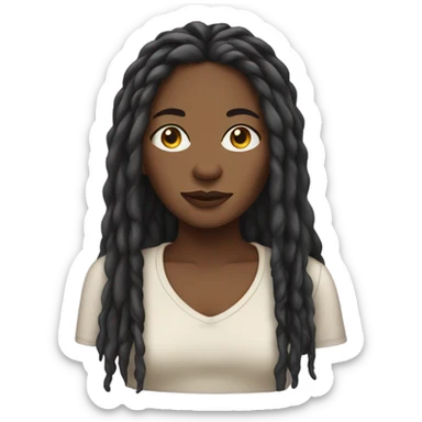Black woman with long dread locs sticker