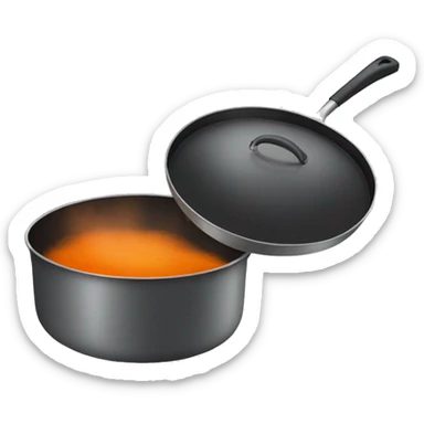 cooking pan with moderate dark and moderate dark orange color with steam sticker