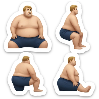 side view of fat white guy shirtless doing sit-ups sticker