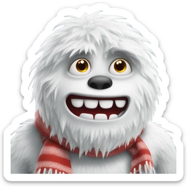 Abominable snowman with red and white scarf sticker