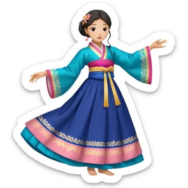 dancer silhouette in traditional Korean dress (hanbok) sticker