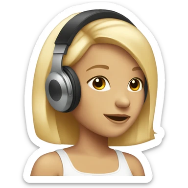 Girl with blonde hair and wireless headphones  sticker