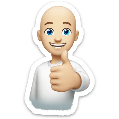 happy bald boy blue-eyed giving thumbs-up sticker