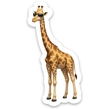 friendly anthropomorphised giraffe in casual clothing, wearing dark sunglasses, walking upright in standard pose sticker