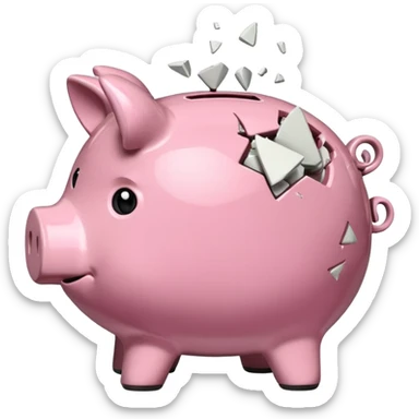 a piggy bank broken in half sticker