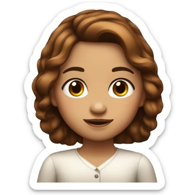 niña con pelo ondulado y marron conojos marrones y con piel blanca sticker