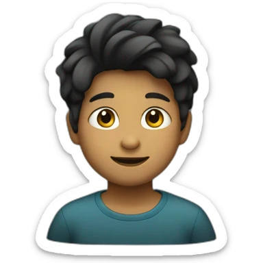 Un niño con pelo largo de color negro llorando  sticker