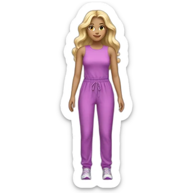 Woman blond hair pink purple full body jumpsuit sticker