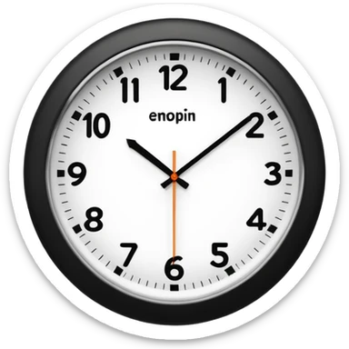 wall clock showing 8 am sticker