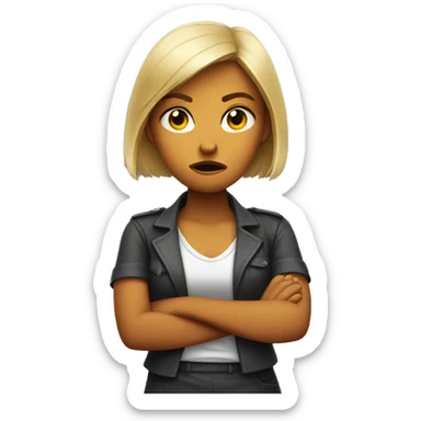 Angry female crossing her arms sticker