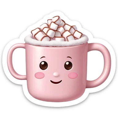 Light Pink mug of hot chocolate with marshmallows  sticker