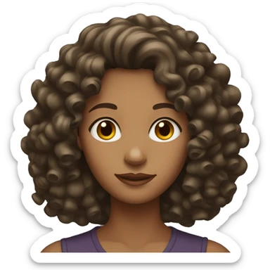 a woman with curly hair brunette sticker