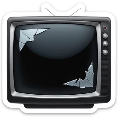 iOS style emoji of a broken TV, old-fashioned TV with broken screen, minimalistic, clear damage sticker