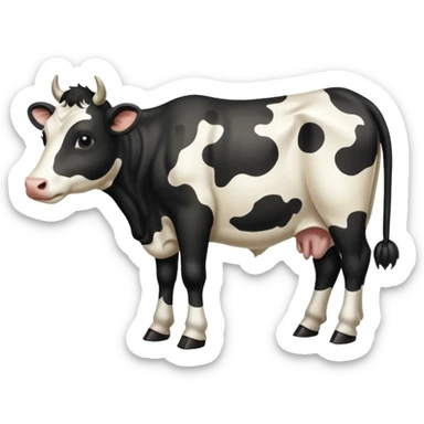 realistic white and black spotted cow tail slight curl at the end sticker