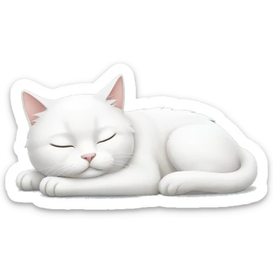 sleeping white cat sticker