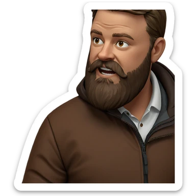 bearded man in brown jacket sticker