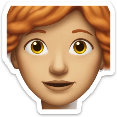 older lady with long red hair sticker