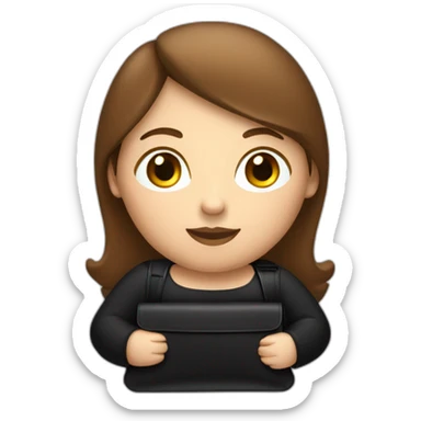 Fat brown haired woman with small black bag (make her figure round) sticker