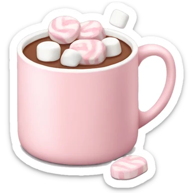 Light Pink mug of hot chocolate with marshmallows  sticker