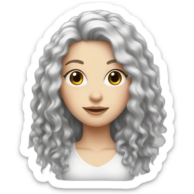 White girl with frizzy long black hair sticker