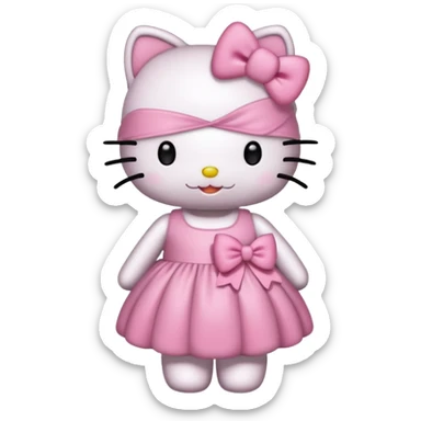 Hello kitty wearing pink bow and pink dress  sticker