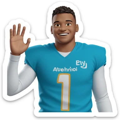 smiling boy waving at viewer sticker