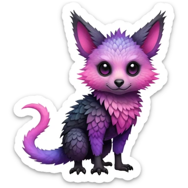 Cool Edgy Black-pink-purple-gradient badass Trico-animal-creature full bodyd sticker