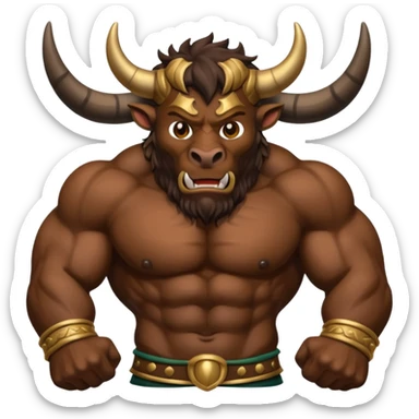 An emoji of a Cretan Minotaur. It has the body of a man and the head of a bull. sticker