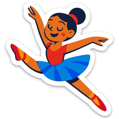 vibrant toon style ballerina girl with bold colors and energetic pose sticker