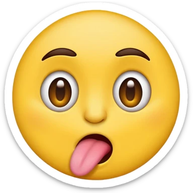 Makes an emoji stickers that looks funny with tongue out and the eyes are pointing on the edge of the nose sticker